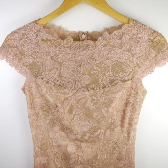 Tadashi Shoji Rose Motif Lace Sheath Dress Size 4 - Picture 5 of 11